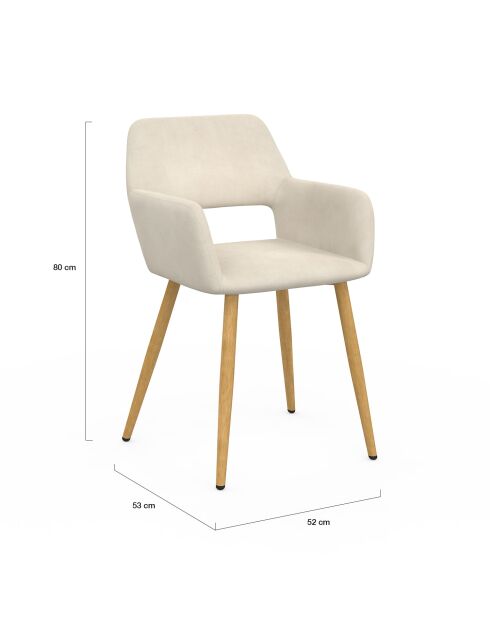 Lot de 2 chaises en velours Heidi crème - 52x53x80 cm