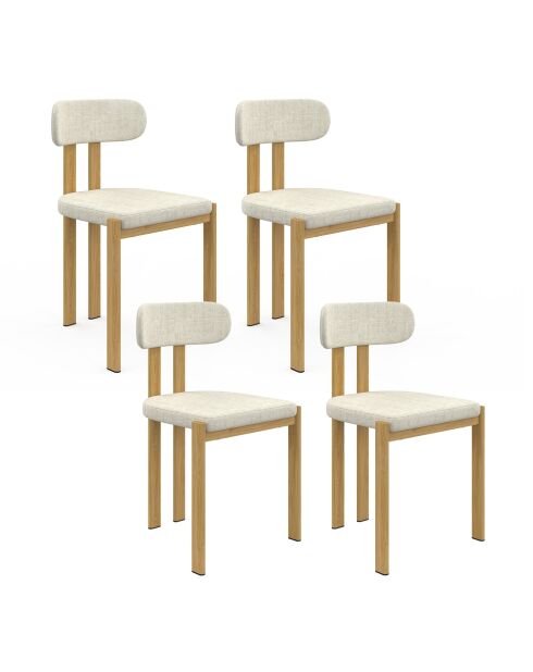 Lot de 4 chaises en tissu Elsa beige - 44,5x43x77 cm