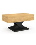 Table basse Alexia plateau relevable dépliant pied noir/bois - 90x50x45 -58.5 cm