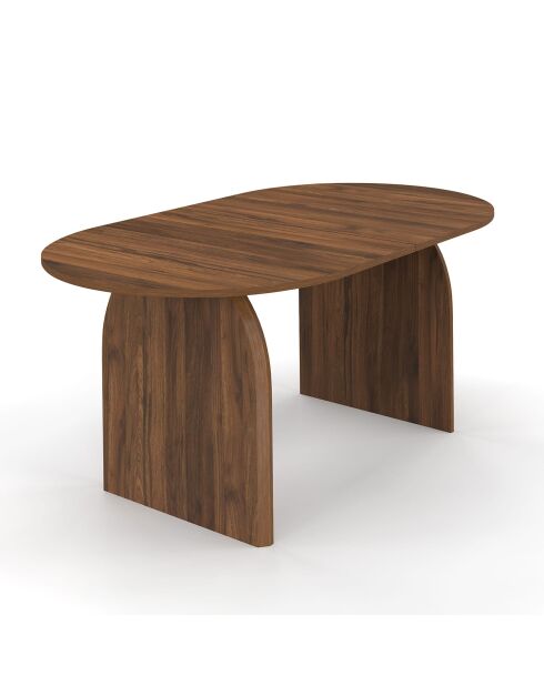 Table à manger Japandi effet bois noyer - 160x90x75 cm