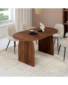 Table à manger Japandi effet bois noyer - 160x90x75 cm