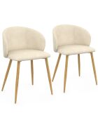 Lot de 2 chaises en velours Léona crème - 51x53x71 cm