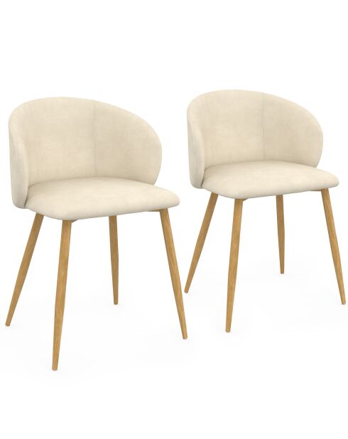 Lot de 2 chaises en velours Léona crème - 51x53x71 cm