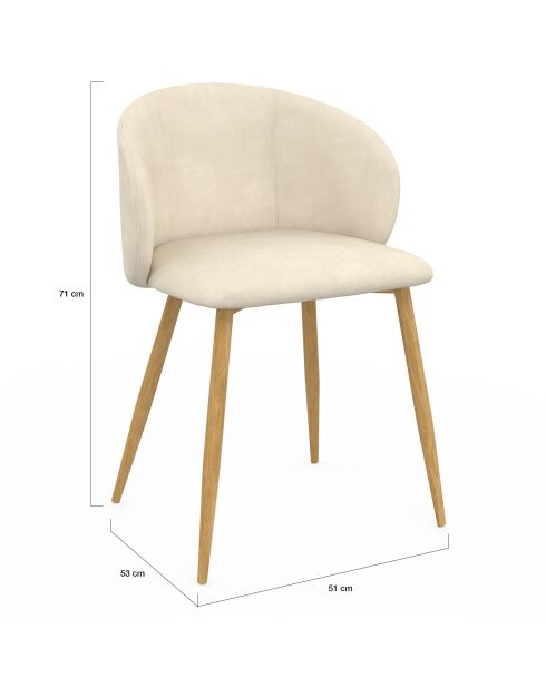 Lot de 2 chaises en velours Léona crème - 51x53x71 cm