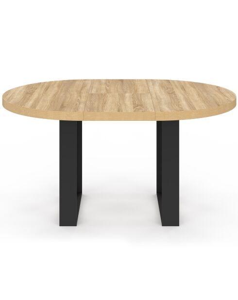 Table à manger ronde Brixton extensible noir/bois 110-150cm