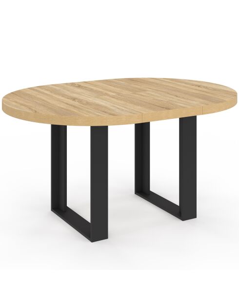 Table à manger ronde Brixton extensible noir/bois 110-150cm