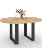 Tavolo da pranzo rotondo allungabile Brixton nero/legno 110-150 cm