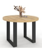 Tavolo da pranzo rotondo allungabile Brixton nero/legno 110-150 cm