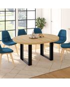 Tavolo da pranzo rotondo allungabile Brixton nero/legno 110-150 cm