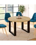 Tavolo da pranzo rotondo allungabile Brixton nero/legno 110-150 cm