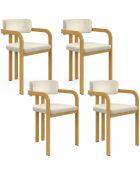 Lot de 4 chaises en tissu Elsa avec accoudoirs beige - 46x48x74 cm
