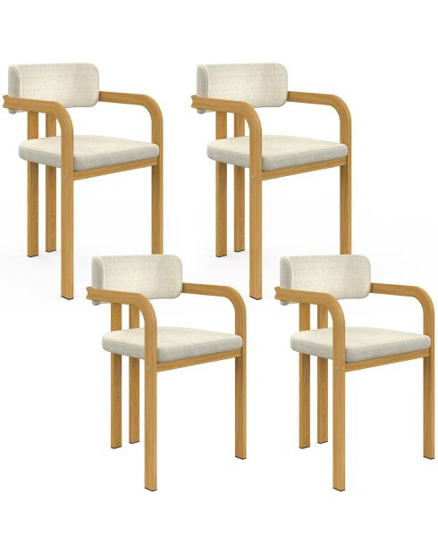 Lot de 4 chaises en tissu Elsa avec accoudoirs beige - 46x48x74 cm