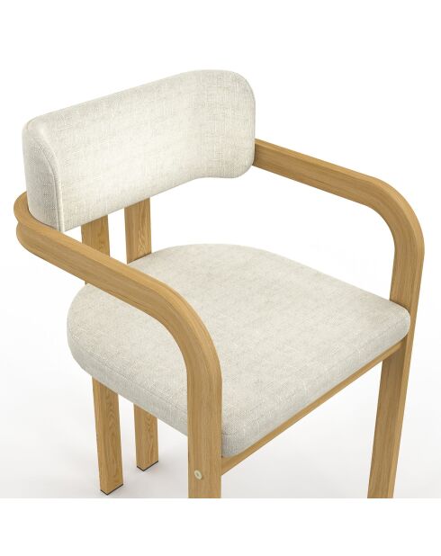Lot de 4 chaises en tissu Elsa avec accoudoirs beige - 46x48x74 cm