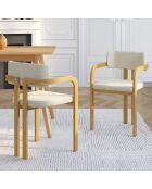 Lot de 4 chaises en tissu Elsa avec accoudoirs beige - 46x48x74 cm
