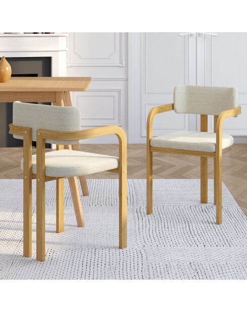 Lot de 4 chaises en tissu Elsa avec accoudoirs beige - 46x48x74 cm