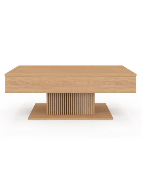 Table basse Tania relevable bois et pieds lattes - 110x60x40 / 53 cm