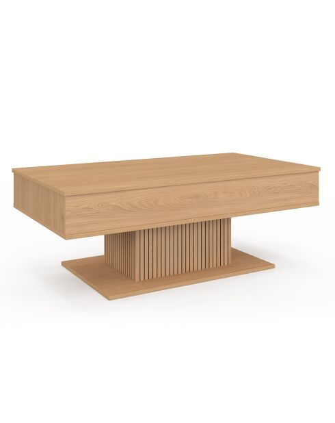 Table basse Tania relevable bois et pieds lattes - 110x60x40 / 53 cm