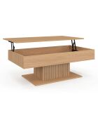 Table basse Tania relevable bois et pieds lattes - 110x60x40 / 53 cm