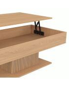 Table basse Tania relevable bois et pieds lattes - 110x60x40 / 53 cm