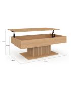 Table basse Tania relevable bois et pieds lattes - 110x60x40 / 53 cm