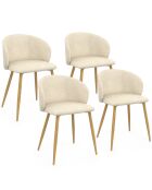 Lot 4 chaises en velours Léona crème - 51x53x71 cm