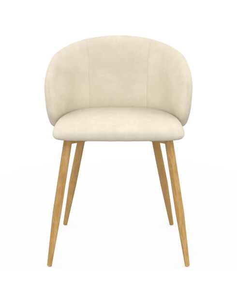 Lot 4 chaises en velours Léona crème - 51x53x71 cm