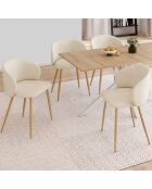 Lot 4 chaises en velours Léona crème - 51x53x71 cm