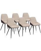 Lot de 6 chaises Ornella bi-matière taupe et marron - 47,5x54x79 cm