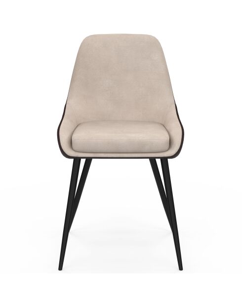 Lot de 6 chaises Ornella bi-matière taupe et marron - 47,5x54x79 cm