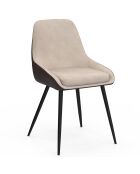 Lot de 6 chaises Ornella bi-matière taupe et marron - 47,5x54x79 cm
