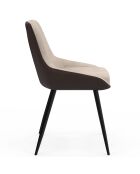 Lot de 6 chaises Ornella bi-matière taupe et marron - 47,5x54x79 cm