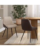 Lot de 6 chaises Ornella bi-matière taupe et marron - 47,5x54x79 cm
