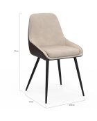 Lot de 6 chaises Ornella bi-matière taupe et marron - 47,5x54x79 cm