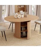 Table à manger ronde Albane extensible avec rangement bois 110-150cm