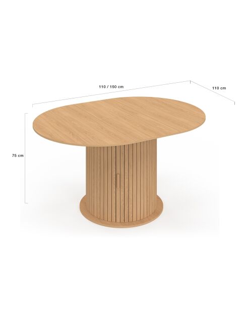 Table à manger ronde Albane extensible avec rangement bois 110-150cm