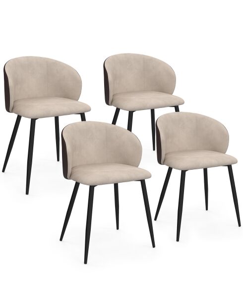 Lot de 4 chaises Léona bi-matière taupe et marron - 51x53x71 cm
