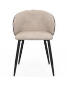 Set van 4 Leona taupe en bruine stoelen van twee materialen - 51x53x71 cm