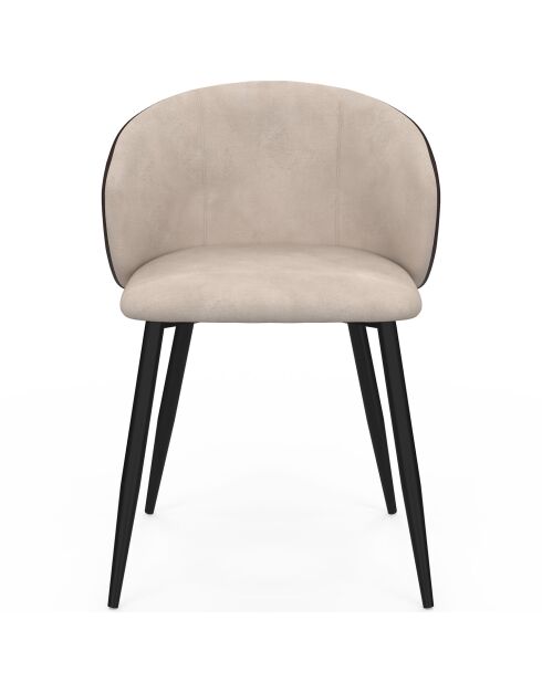 Lot de 4 chaises Léona bi-matière taupe et marron - 51x53x71 cm