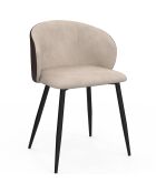 Set van 4 Leona taupe en bruine stoelen van twee materialen - 51x53x71 cm