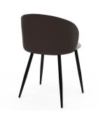 Set van 4 Leona taupe en bruine stoelen van twee materialen - 51x53x71 cm