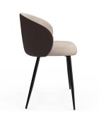 Set van 4 Leona taupe en bruine stoelen van twee materialen - 51x53x71 cm