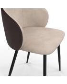 Set van 4 Leona taupe en bruine stoelen van twee materialen - 51x53x71 cm