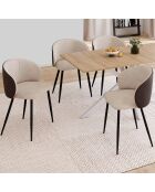 Set van 4 Leona taupe en bruine stoelen van twee materialen - 51x53x71 cm