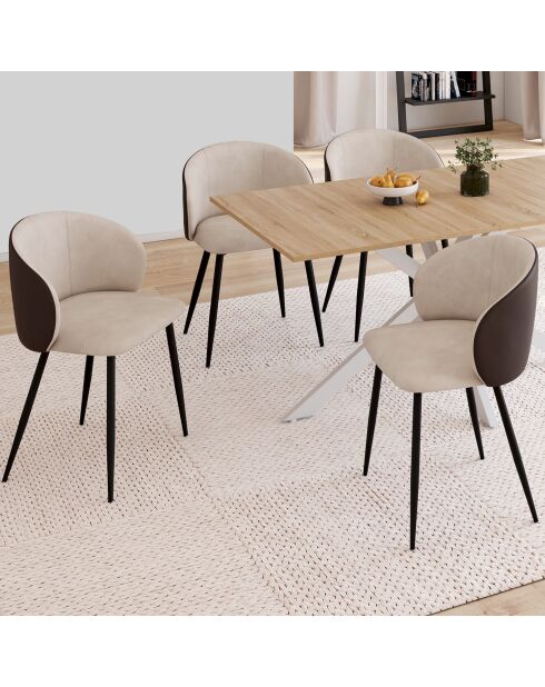 Set de 4 sillas bimateriales Leona, color marrón y marrón, 51 x 53 x 71 cm