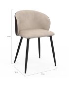 Set van 4 Leona taupe en bruine stoelen van twee materialen - 51x53x71 cm