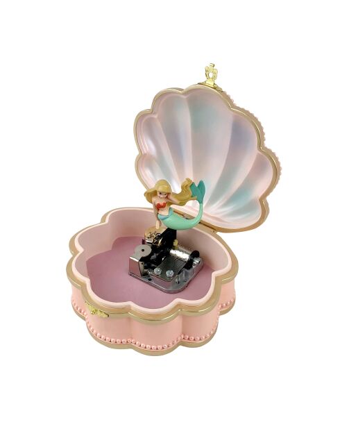 Boite à Bijoux Collector Sirène dans Coquillage rose - 13 x 13 x 4,5 cm