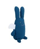 Doudou en coton avec hochet Ange Lapin bleu denim - 18 x 3,5 x 17 cm