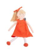 Poupée en robe coton Corail orange - 18 x 3 x 30 cm