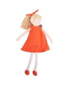 Poupée en robe coton Corail orange - 18 x 3 x 30 cm