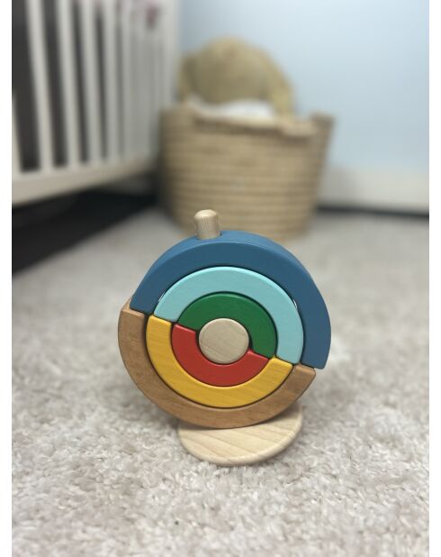Jeu d'empilage en bois Culboto circulaire multicolore - 14,5 x 17 x 9 cm